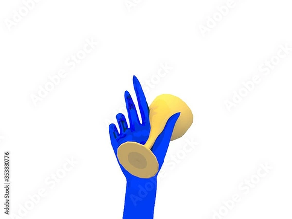 Obraz  Flying elements background lights neon style modern concept abstract decoration frame place. Abstract liquid colorful shapes. Realistic human hand.