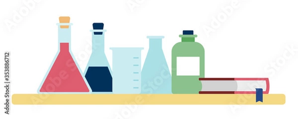 Fototapeta Laboratory chemical instruments vector illustration in flat style.