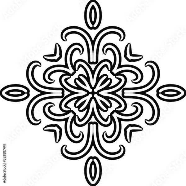 Obraz Interesting vector figure with monograms. Antistress coloring element. Decorative figure.