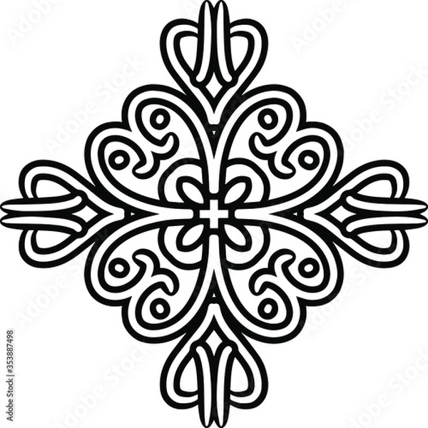 Obraz Delicate vector figure with beautiful monograms. Detailed figure for antistress coloring. Decorative element.