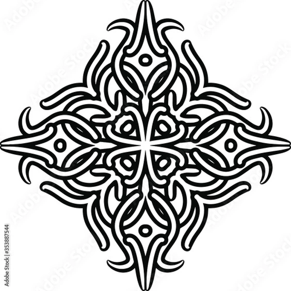 Obraz Very detailed and interesting vector figure. Antistress coloring. Unusual decorative element.