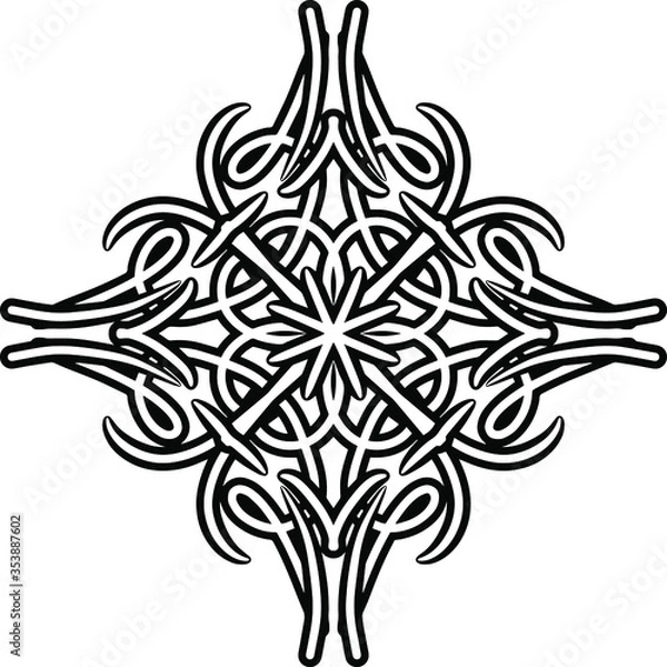 Obraz Interesting and unusual vector figure. Elegant lines. Antistress coloring. Decorative element.