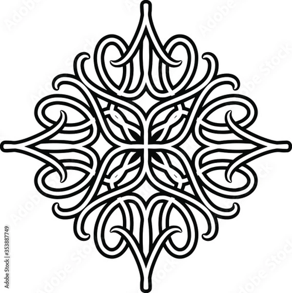 Obraz Beautiful vector figure with sophisticated monograms. Antistress coloring for everybody.
