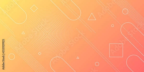 Fototapeta Modern abstract background with memphis elements in yellow and orange gradients and retro themed for posters, banners and website landing pages.