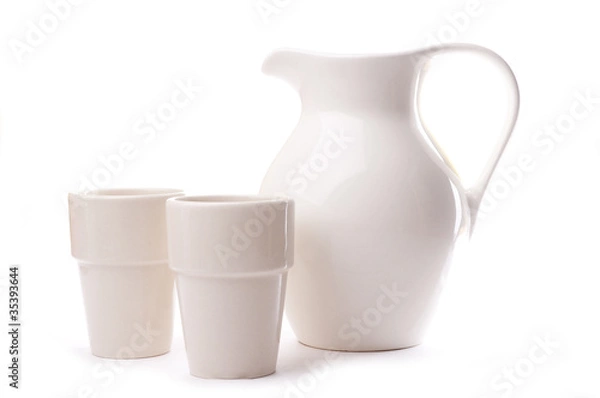 Obraz ceramic pitcher jar isolated on white