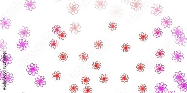Fototapeta Light Pink, Red vector doodle pattern with flowers.