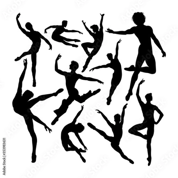 Fototapeta Attractive male ballet dancer silhouettes. Good use for symbol, logo, web icon, mascot, sign, or any design you want.