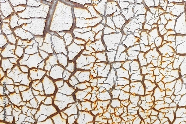 Obraz background old white cracked paint on rusty doom