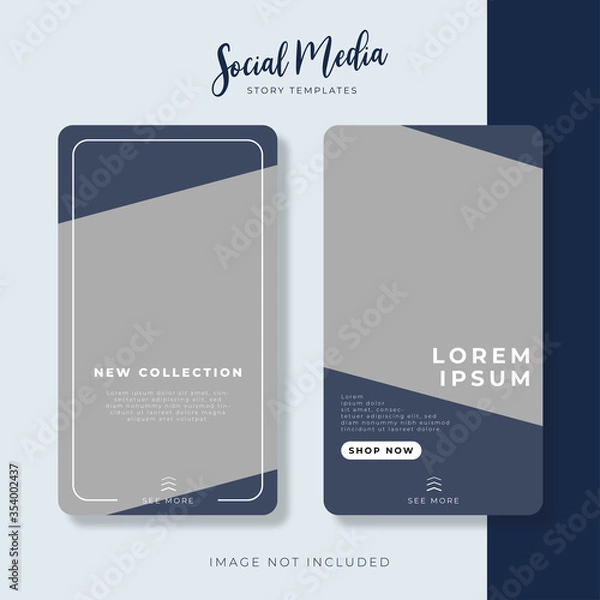 Fototapeta Classic blue Instagram stories templates for fashion sale. Design templates for social media story. Image not Included. Editable for your product promotion.