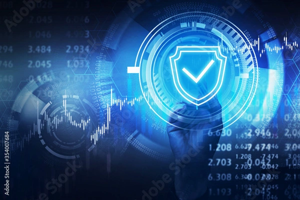 Fototapeta Woman using HUD online security interface