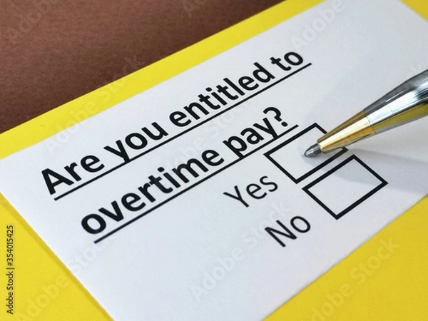 Obraz One person is answering question about overtime pay.