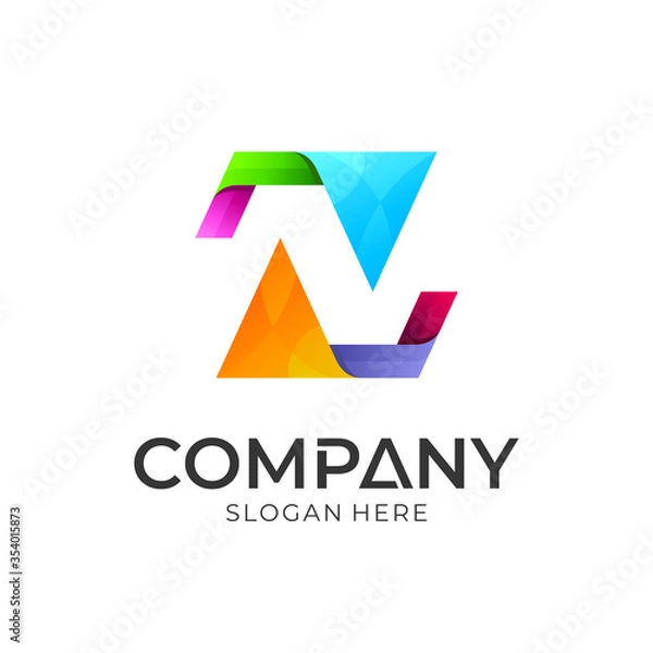 Fototapeta Colorful letter Z logo vector. Abstract initial letter vector design template