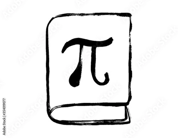 Fototapeta Pi symbol hand drawn icon, Grunge calligraphic mathematical sign, vector illustration. Doodle book with pi symbol.