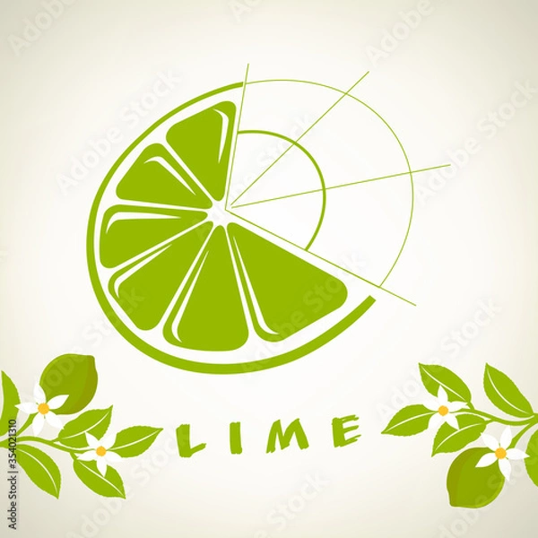Obraz Lime on a branch logo vector. 