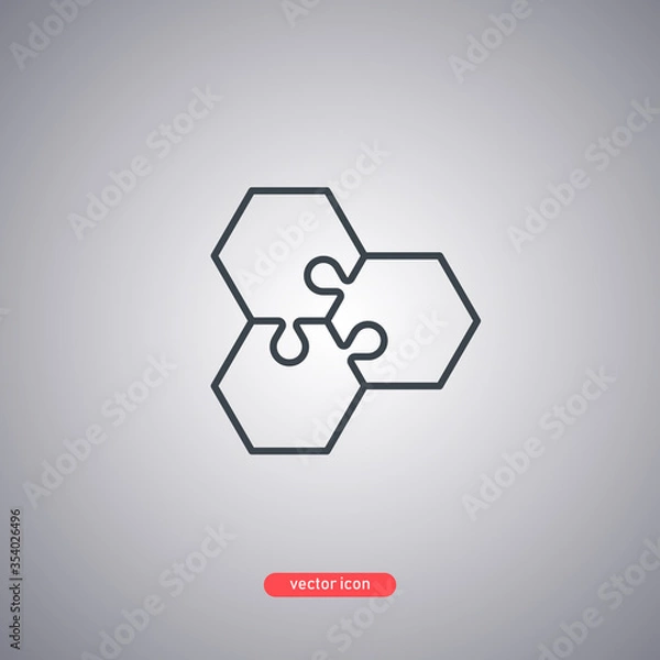 Fototapeta Hexagonal puzzles icon on gray background.