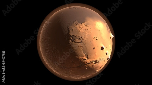 Obraz Mars 3D Render with Accentuated Terrain
