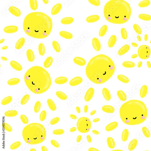 Obraz cute summer white pattern sun with face 
