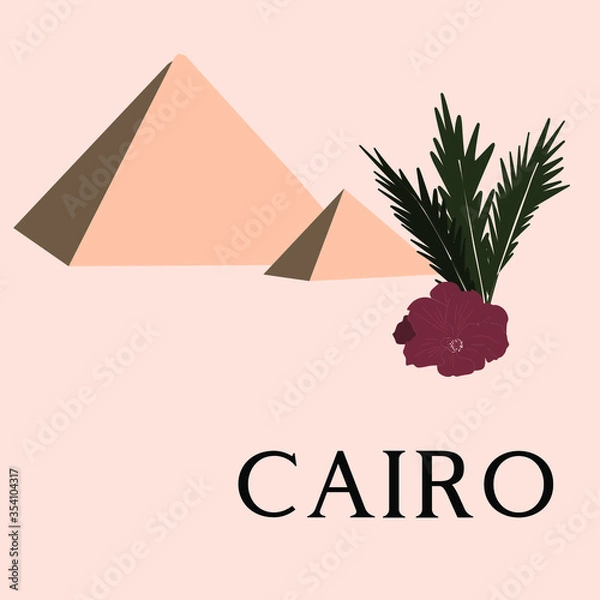 Obraz Vector pyramids in Cairo in the desert. Single element.
