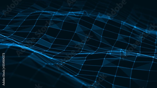 Fototapeta Abstract 3D rendering. Artificial intelligence. Computer geometric digital connection structure. Business inteligence technology background. Binary code algorithms deep learning