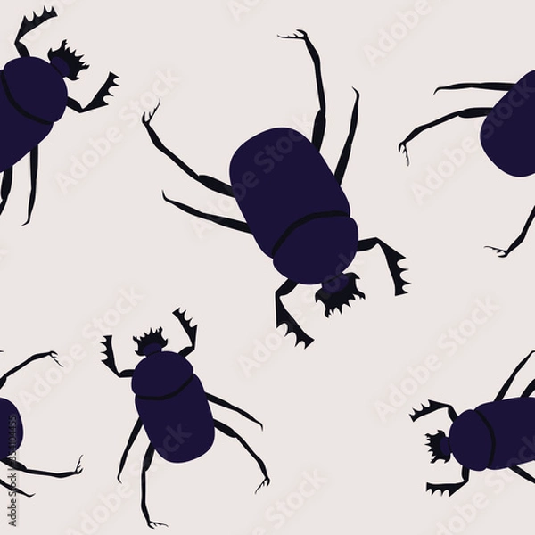 Obraz An Egyptian scarab beetle vector. Seamless pattern with scarab.