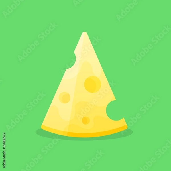 Fototapeta Yellow Cheese vector isolated on green background.