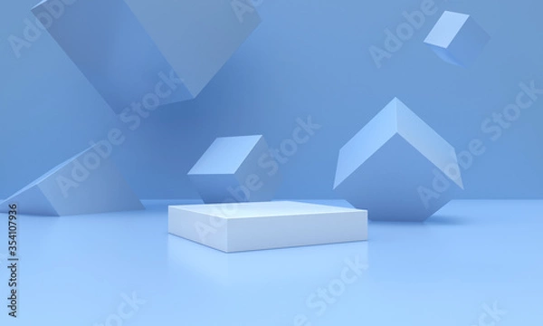 Fototapeta 3D rendering of the blue geometric background.