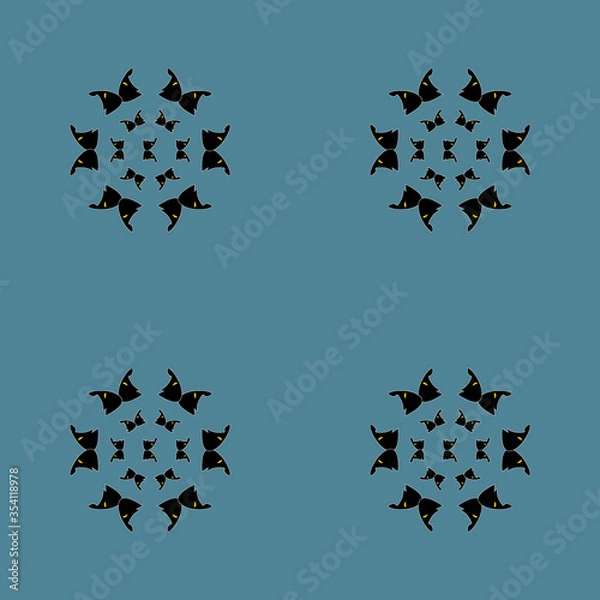 Fototapeta Round dance of black and white contrasting butterflies on a pastel background. Great design for tile, wrapping paper, packaging, wallpaper and invitations.