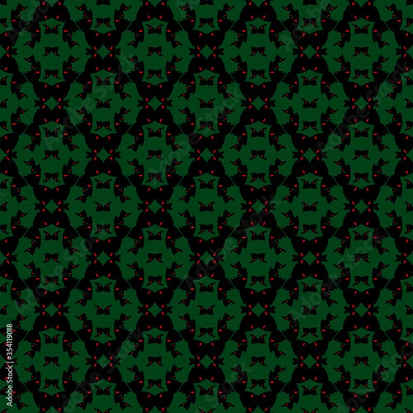 Fototapeta Beautiful vector seamless pattern. Green, black and red bright elements unusual geometric background. Great design for textiles, wallpaper, wrapping paper and invitations.