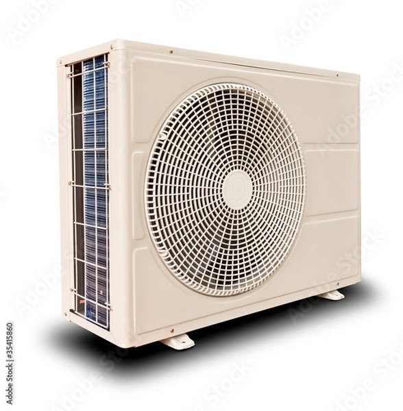 Obraz White air compressor isolated tilted right