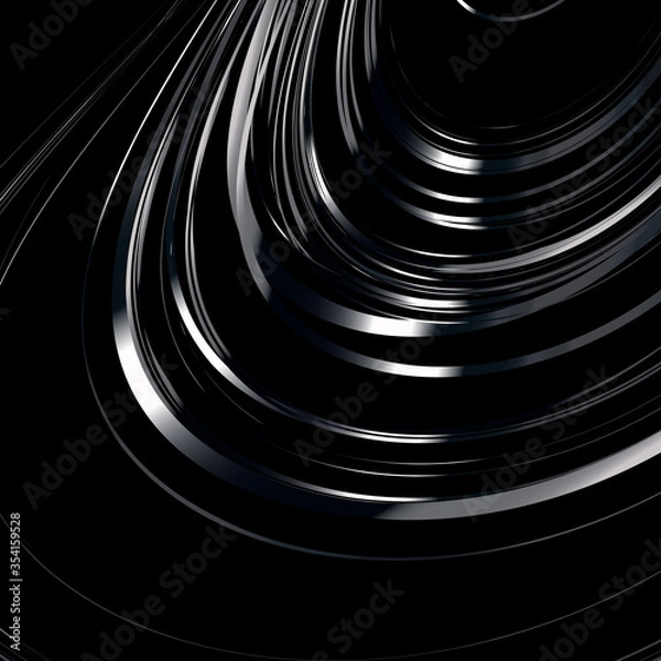 Fototapeta abstract design, graphic pattern on a black background, silver metal 
