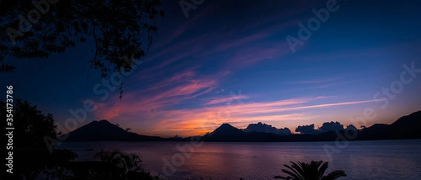 Obraz Sunset at Lake Atitlan, the best view from Panajachel