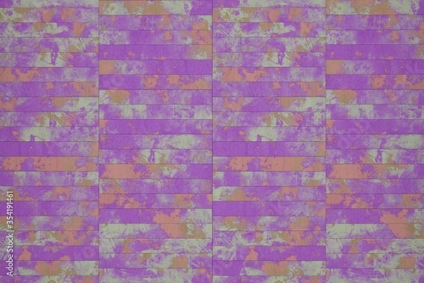 Fototapeta Fragment of old multicolored parquet floor in for decoration. The texture for use in graphic and architectural project. Pattern of wooden panel for background. 3D illustration.