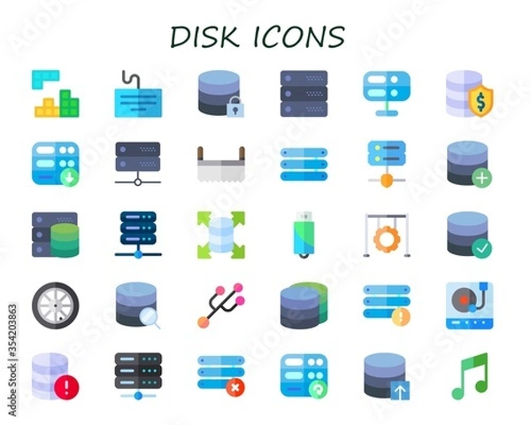 Fototapeta Modern Simple Set of disk Vector flat Icons