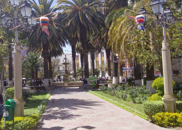 Fototapeta View of the main square in Tarija , Bolivia
