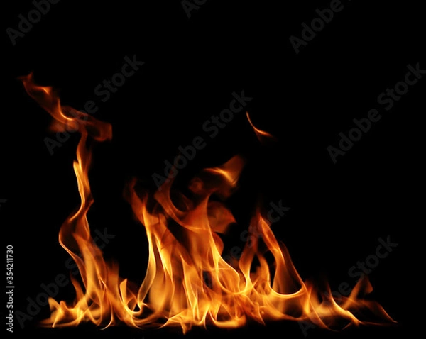 Fototapeta Fire flames black background