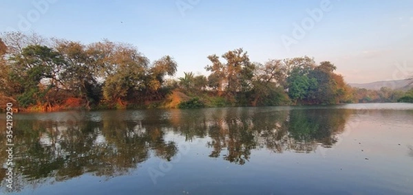 Obraz trees reflected in water