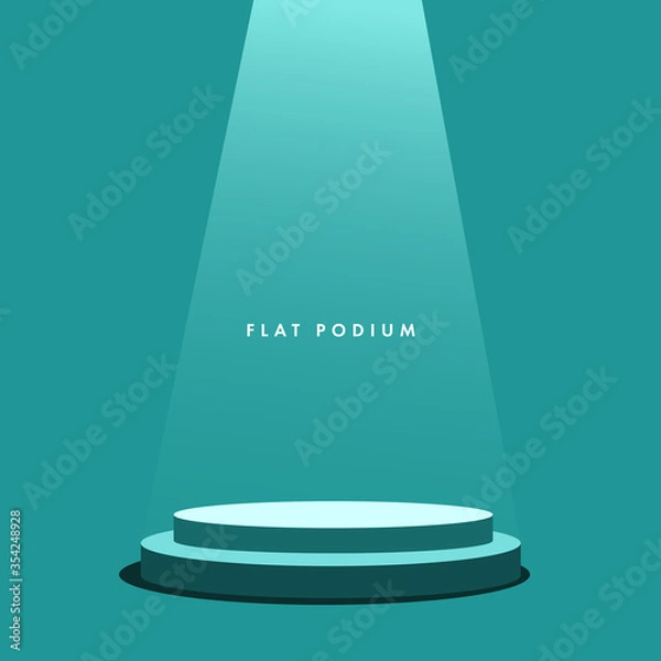 Obraz Flat Round podium illuminated by spotlights. Stock vector illustration image.