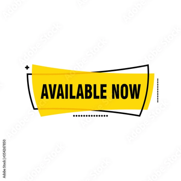 Fototapeta Available now label, badge, seal or burst flat vector icon for apps and websites