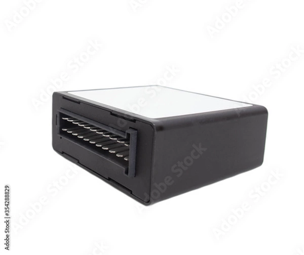 Fototapeta electric car engine control unit on a white background, isolate, ECU, EGR