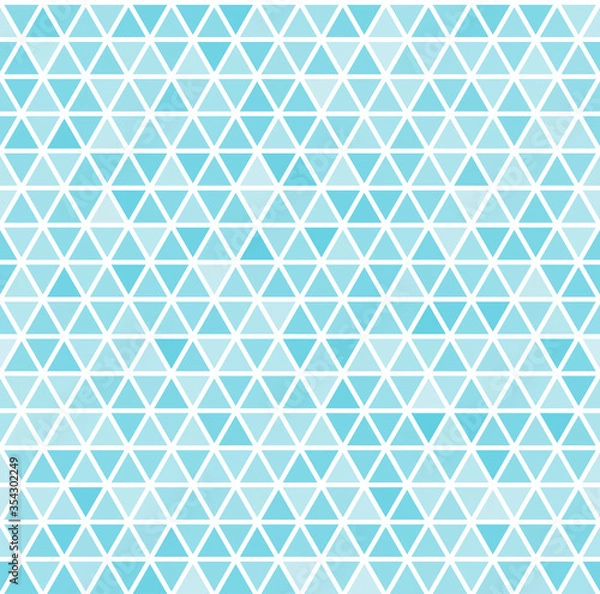 Fototapeta Blue seamless triangle pattern. Abstract vector background. Festive geometric wallpaper. 
