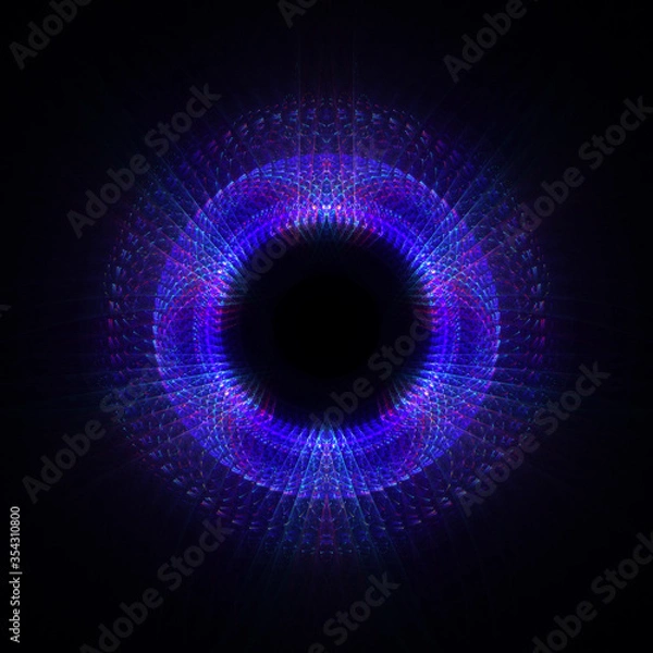 Fototapeta Blue energy circle with shining lines