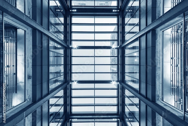 Fototapeta Interior view of modern architecture. Building abstract background