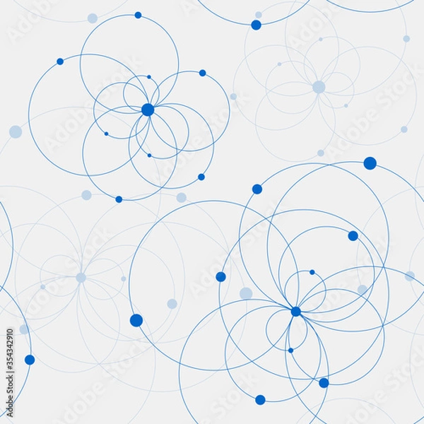Obraz Seamless geometric pattern with connected circles and dots.