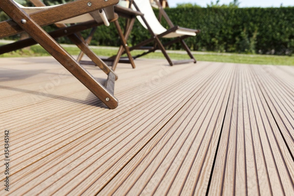 Obraz wooden decking outside floor