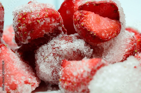 Obraz Frozen summer strawberries close up