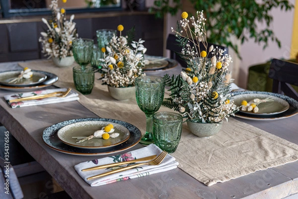Obraz Delicious table serving for four family people