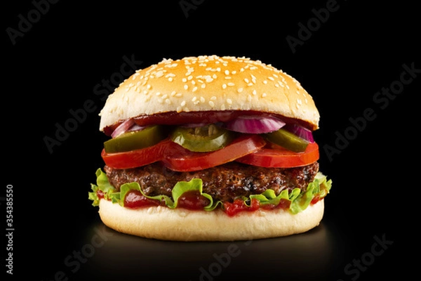 Obraz Burger on black background