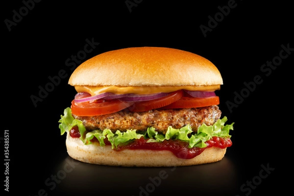 Obraz Burger on black background
