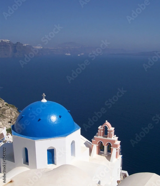 Fototapeta Veiw of the caldera of santorini from a church on oia