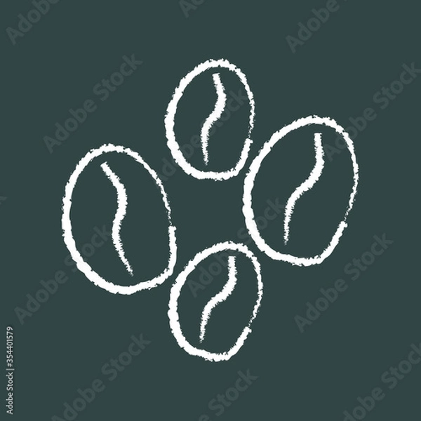Obraz four coffee beans, chalk icon